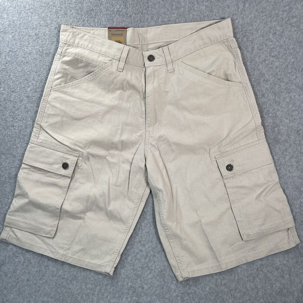 Levi's 478 Baggy Cargo Shorts Mens 34x12 Tan Hemp Cotton Blend NWT